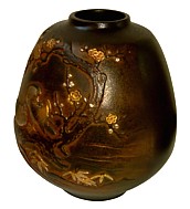 Japanese bronze vase with relief, 1920's
