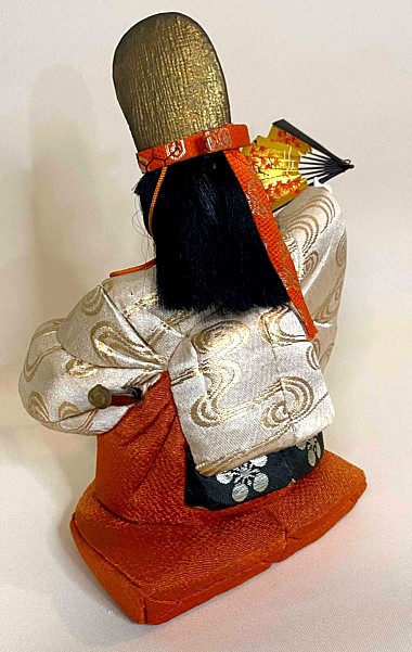 japanese traditional kimekomi doll of a dancer with katana sword, 1930's