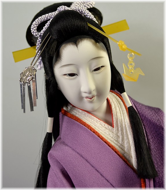 Japanese interior doll dresses with violet kimono
