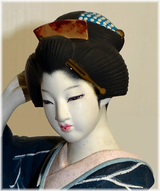 japanese hakata clay doll, vintage