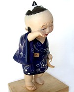 Hakata clay doll of a crying boy. The Japonic Online Shop