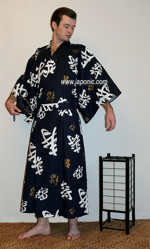 japanese man's traditional cotton yukata (summer kimono)