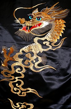embroidered image of Dragon on kimono back