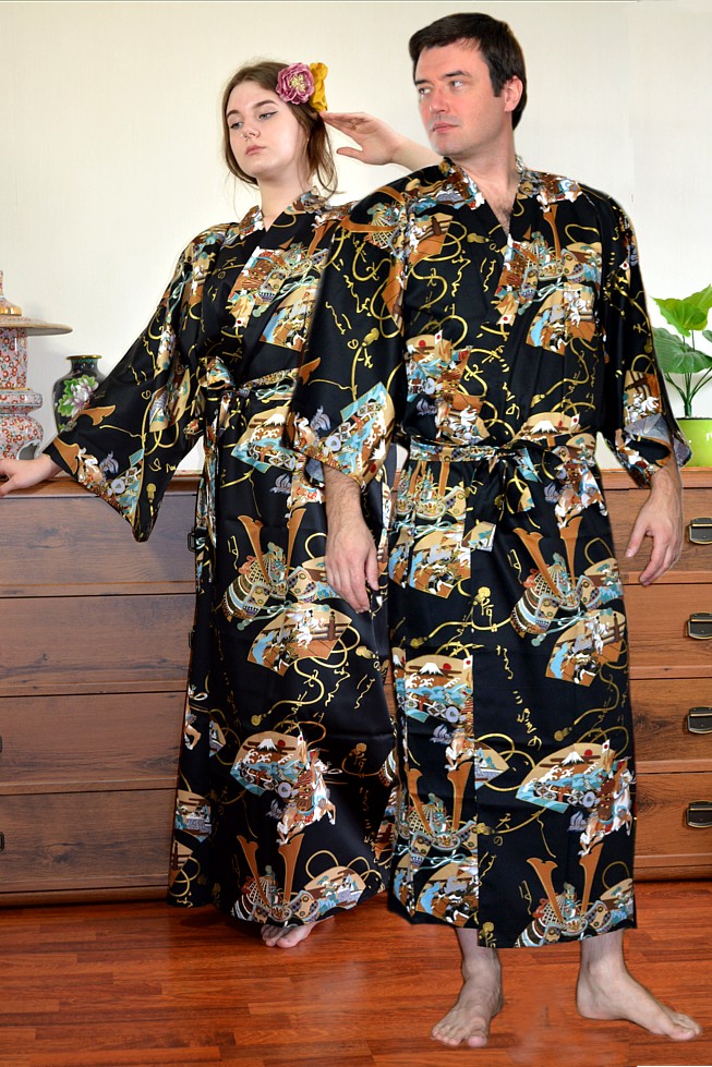 cotton printed kimonos for men and women, made in Japan