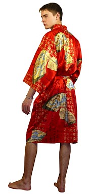 japanese man's pure silk kimono style wrapper
