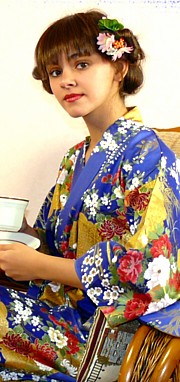 blue kimono, cotton 100%, made in Japan