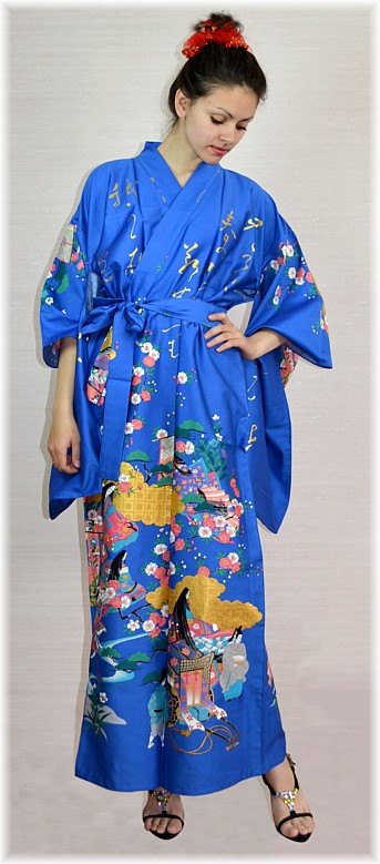 japanese kimono Giolden Carriage, cotton 100%
