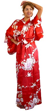 Japanese pure silk kimono robe, made in Japan