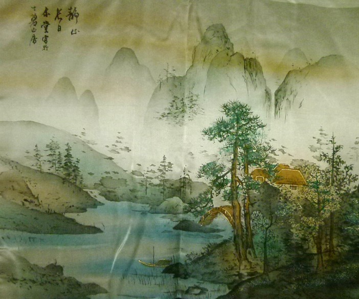 japanese man's haori, lining hand painting detail