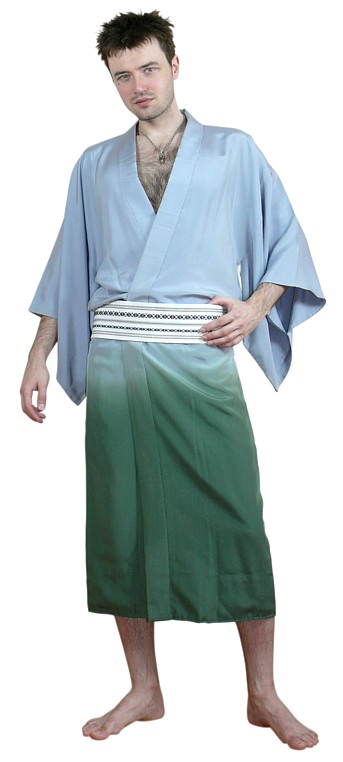 Japanese man's silk kimono and obi belt. The Japonic Online Shop