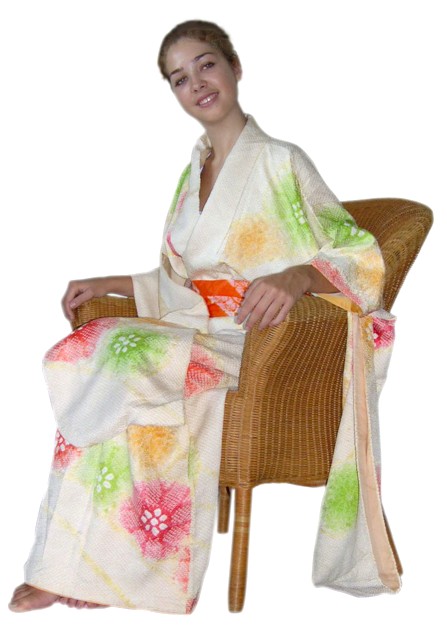 japanese traditional silk kimono furisode,  vintage
