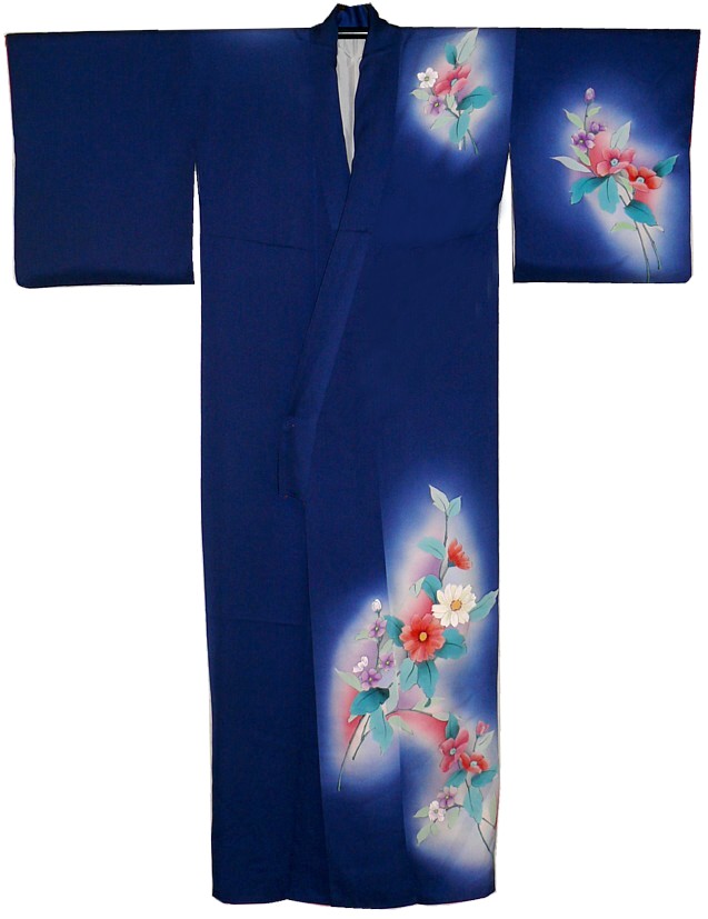 blue silk kimono