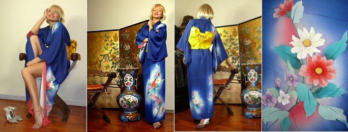 japanese traditional silk kimono,  1950's