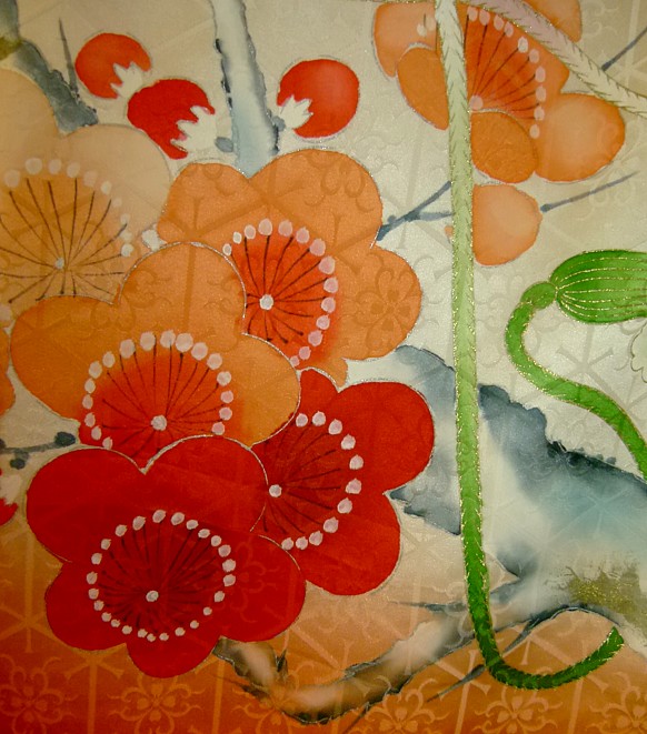 japanese silk antique kimono detail of design