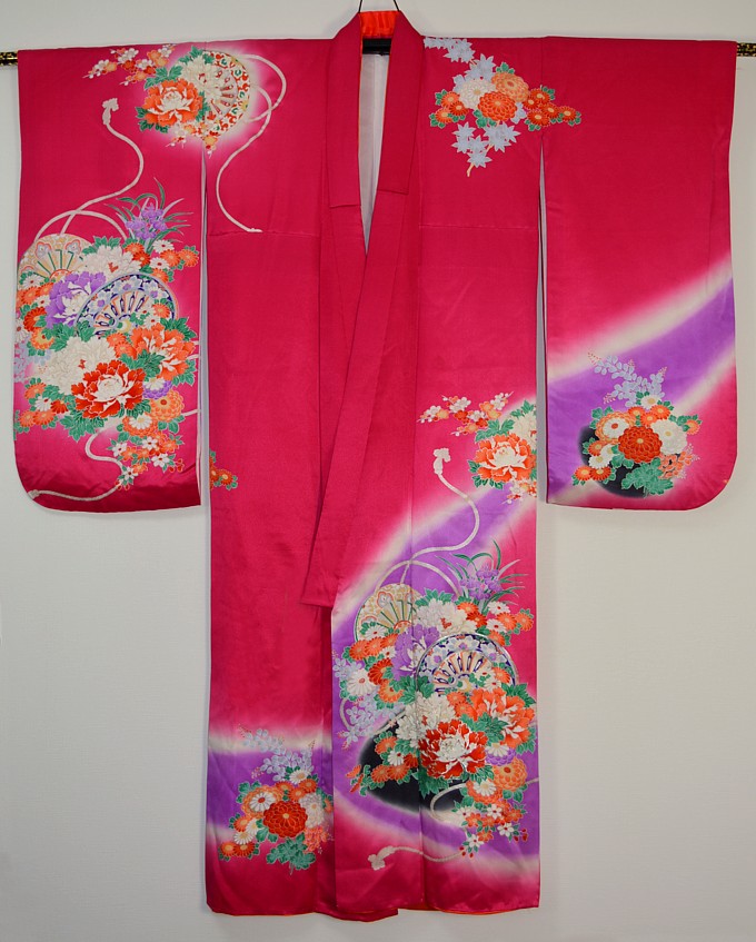 japanese hand painted silk kimono, vintage
