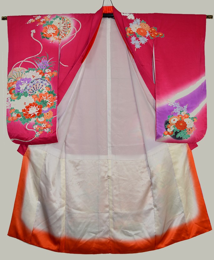 japanese traditional hand painted silk kimono, vintage