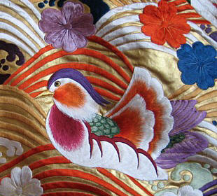 wedding kimono: detail of fabric pattern