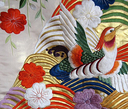 japanese wedding kimono detail of pattern design