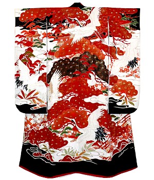 japanese wedding kimono hand painted and embroidered