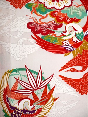 japamese antique silk kimono fabric pattern