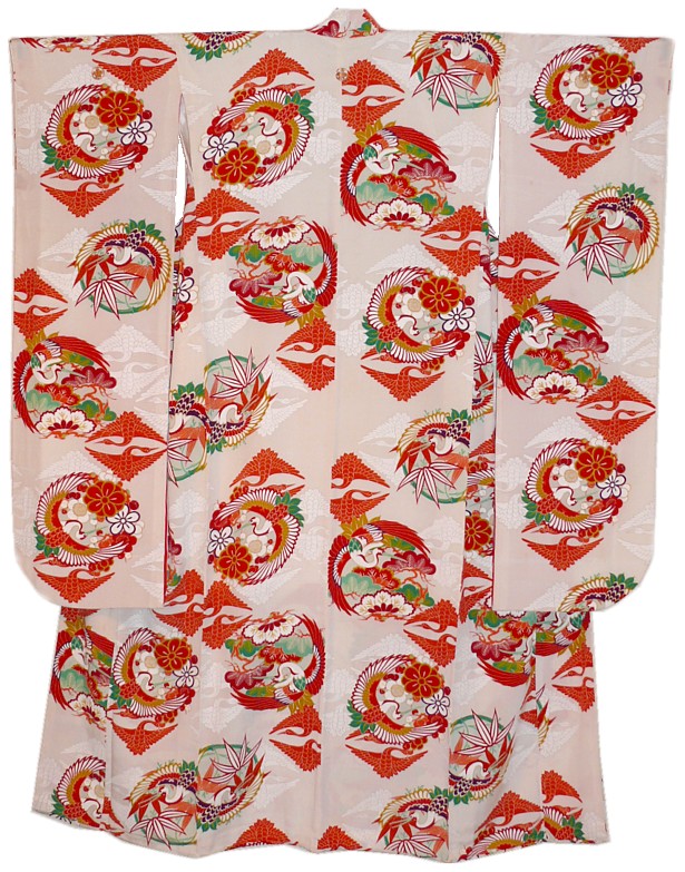 japanese antique silk kimono, 1930's